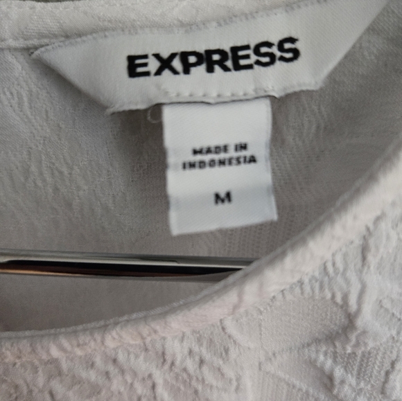 EXPRESS Puff Sleeved BabyDoll Blouse White Size M Used - Picture 4 of 6